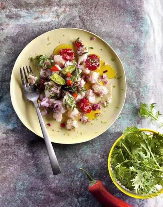 Ceviche aux fruits d’été et noisettes grillées et son Chardonnay du Val de…