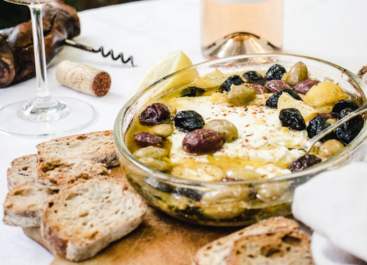Fêta rôtie aux olives et citron confit